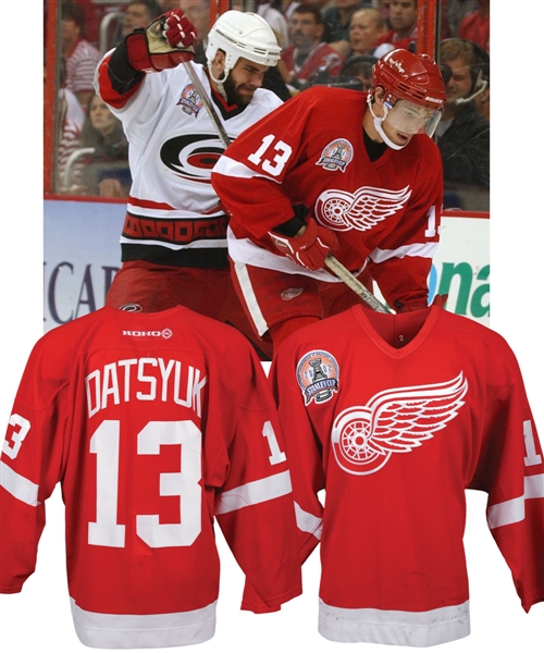 Pavel Datsyuks 2001-02 Detroit Red Wings Game-Worn Rookie Season Stanley Cup Finals Jersey - Photo-Matched!