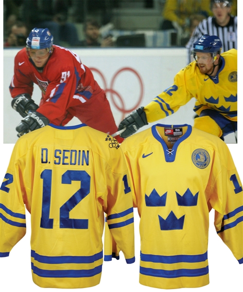 Daniel Sedins 2006 Winter Olympics Team Sweden Game-Worn Jersey - Photo-Matched!