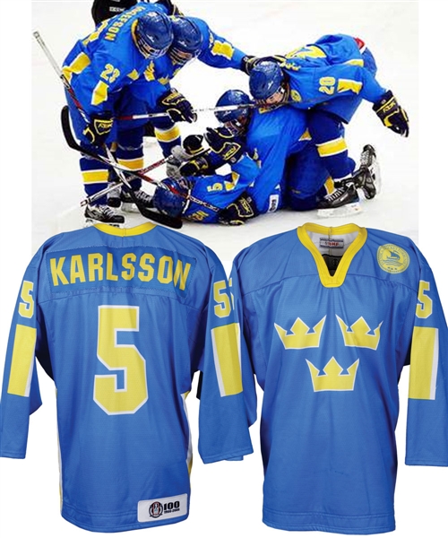 Erik Karlssons 2008 IIHF U18 World Championships Team Sweden Game-Worn Jersey