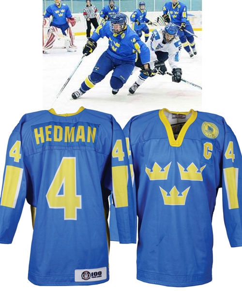 Victor Hedmans 2008 IIHF U18 World Championships Team Sweden Game-Worn Captains Jersey