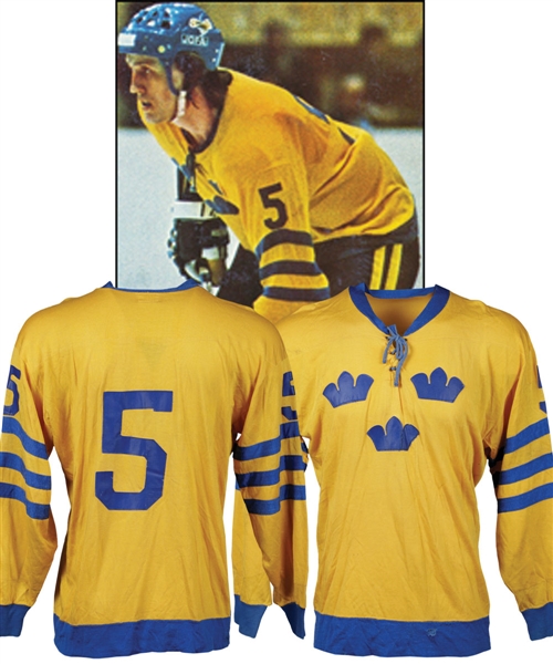 Borje Salmings Early-1970s Team Sweden World Championships Game-Worn Jersey with His Signed LOA