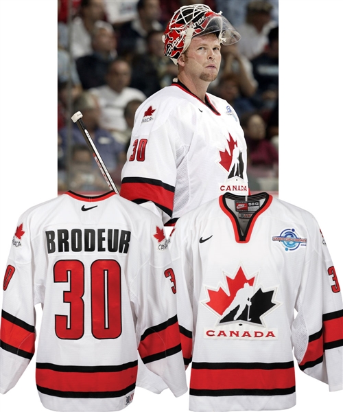 Martin Brodeurs 2004 World Cup of Hockey Team Canada Game-Worn Jersey with NHLPA/NHL COA - Photo-Matched!