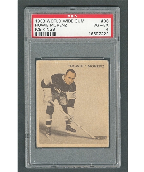 1933-34 World Wide Gum Ice Kings V357 Hockey Card #36 HOFer Howie Morenz - Graded PSA 4