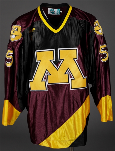 Ryan Trebils 1997-98 WCHA University of Minnesota Golden Gophers Game-Worn Hankinson Style Alternate Jersey with LOA