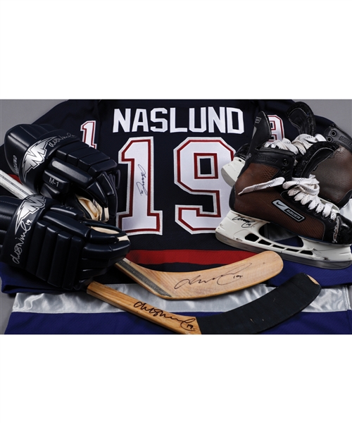 Markus Naslunds Vancouver Canucks 2007-08 Bauer Signed Game-Used Skates, Signed 2002-03 Mission Game-Issued Gloves, Signed 2000s Game-Used Sticks (2) and Signed Jersey