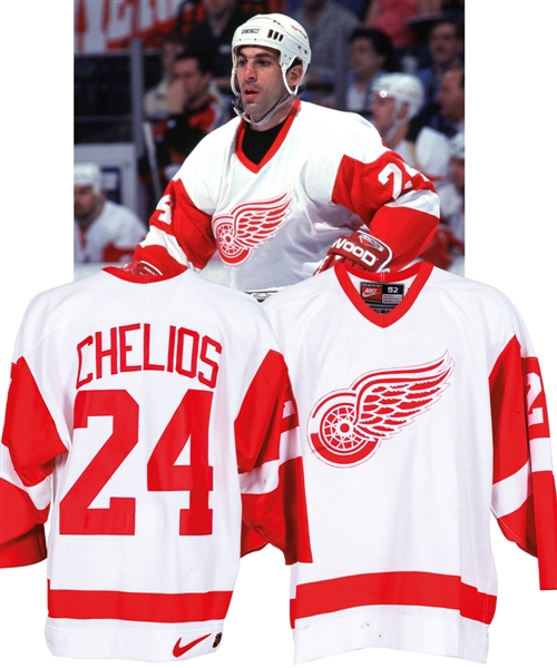 Chris Chelios 1998-99 Detroit Red Wings Game-Worn Jersey with Team COA from the Michael Wexler Collection - Team Repairs!