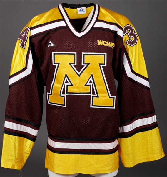 Steve DeBus 1995-96 WCHA University of Minnesota Golden Gophers Game-Worn Jersey - Video-Matched to Mike Legg Famous Goal!