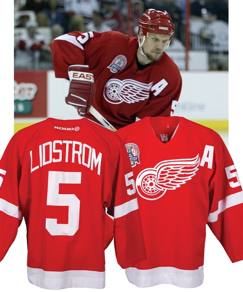 Nicklas Lidstroms 2001-02 Detroit Red Wings Game-Worn Stanley Cup Finals Alternate Captains Jersey from the Michael Wexler Collection - Conn Smythe Trophy Winner! - Photo-Matched!