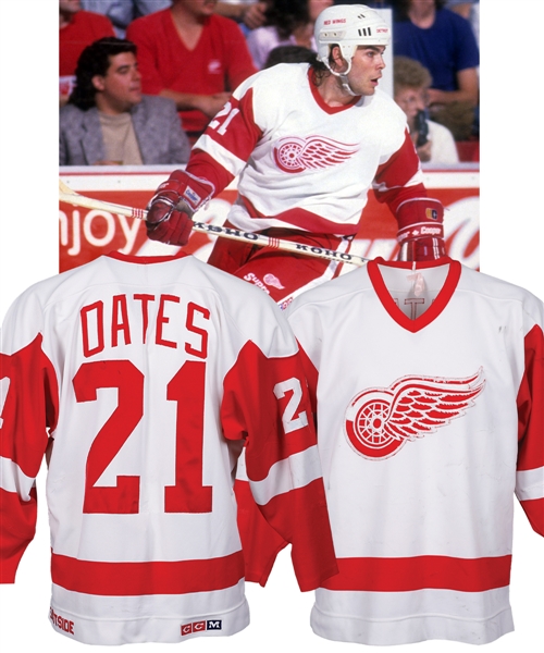 Adam Oates 1986-87 Detroit Red Wings Game-Worn Jersey from the Michael Wexler Collection - Team Repairs!