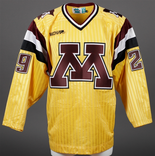 Rico Pagels 1998-99 WCHA University of Minnesota Golden Gophers Game-Worn "Soccer Style Alternate" Jersey with LOA - State of Minnesota Patch!