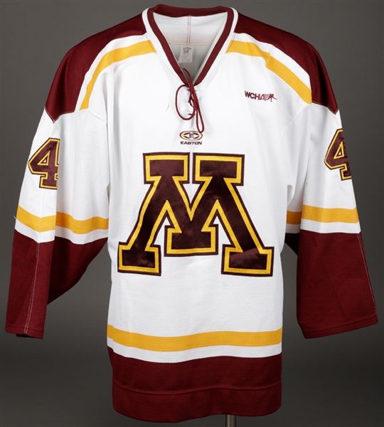 Erik Johnsons 2006-07 WCHA University of Minnesota Golden Gophers Signed Game-Worn Jersey - Selected #1 Overall at 2006 NHL Entry Draft