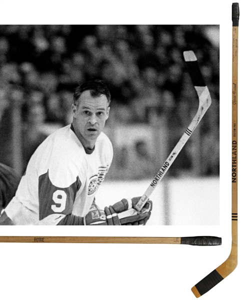 Gordie Howes Mid-to-Late-1960s Detroit Red Wings Northland Game-Used Stick