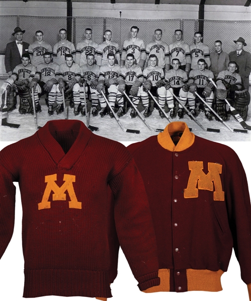 Robert "Badger Bob" Johnsons 1950s University of Minnesota Golden Gophers Team Jacket and Sweater