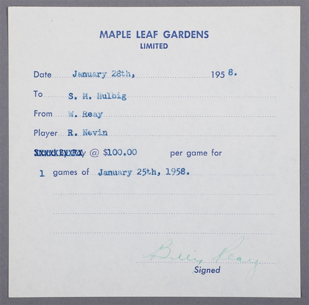 Toronto Maple Leafs Official NHL Contracts of Garth Boesch (1945-46) and Vic Lynn (1949-50) Including Signatures of Deceased HOFers Conn Smythe and Hap Day Plus Two Other Documents
