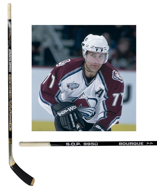Ray Bourques 2000-01 Colorado Avalanche Sher-Wood Signed Game-Used Playoffs Stick with His Signed LOA Attributed to Western Conference Semifinals Game #1