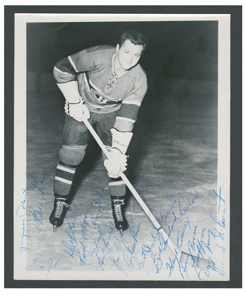 Montreal Canadiens 1952-53 Stanley Cup Champions Team-Signed Doug Harvey Photo from the E. Robert Hamlyn Collection Featuring 8 Deceased HOFers Including Plante, Harvey and Rocket Richard