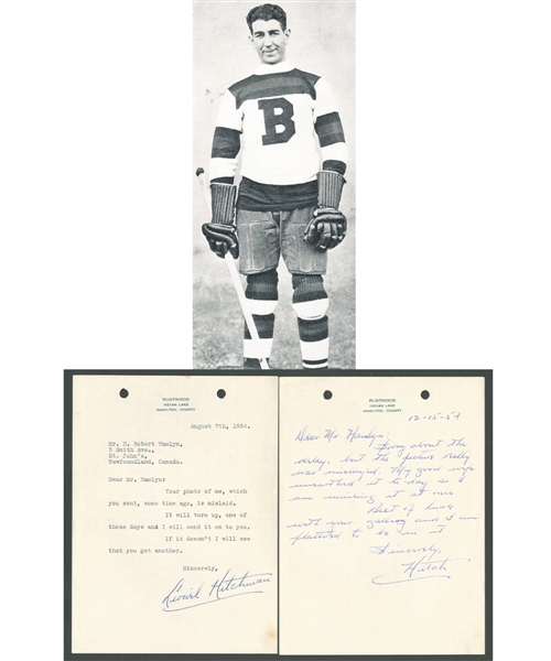 Lionel Hitchman (Boston Bruins - Ottawa Senators) Signed 1950s Letters (2) from the E. Robert Hamlyn Collection