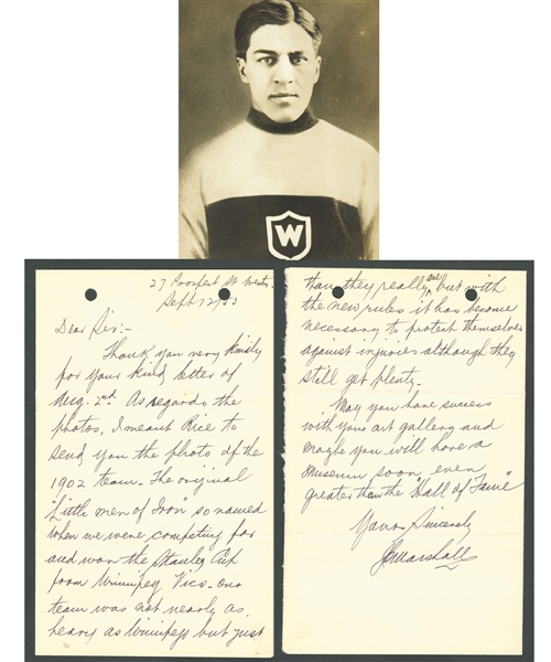 Deceased HOFer John "Jack" Marshall (Montreal AAA - Montreal Wanderers - Toronto Blueshirts) Signed 1953 Letter from the E. Robert Hamlyn Collection