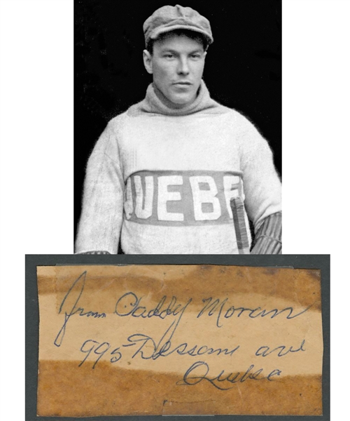 Deceased HOFer Paddy Moran (Quebec Bulldogs - Quebec Athletics) Signed 1959 Cut from the E. Robert Hamlyn Collection