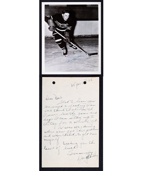 Chicago Black Hawks Deceased HOFer Max Bentley Signed Photo and Deceased HOFer Doug Bentley Signed 1945 Letter from the E. Robert Hamlyn Collection