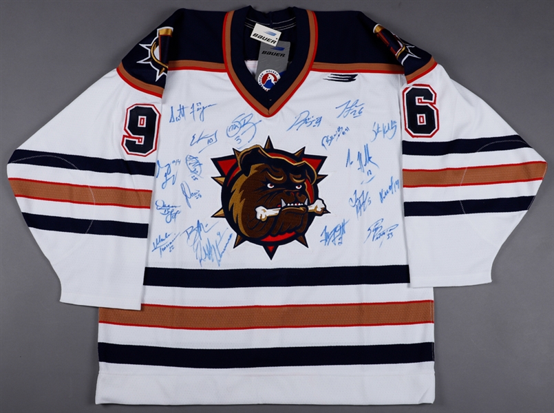 Hamilton Bulldogs AHL 1996-97 Inaugural Season Team-Signed Jersey Plus 1996-97 Cap and Puck