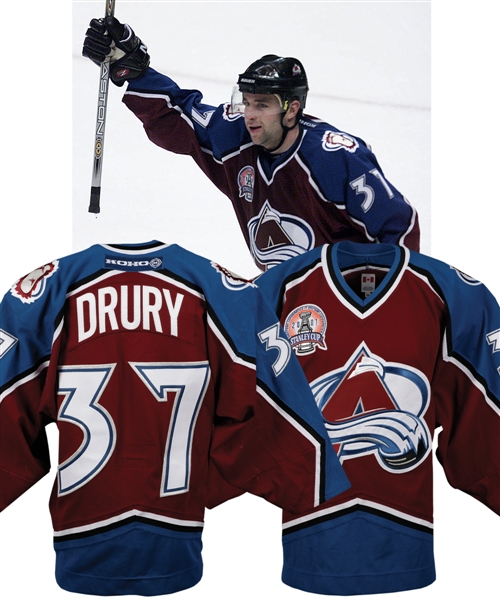 Chris Drurys 2000-01 Colorado Avalanche Game-Worn Stanley Cup Finals Jersey from Ray Bourques Collection with His Signed LOA