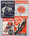 Vintage Hockey Guide Collection of 5 Including 1907-08 Spalding Ice Hockey Guide and Sweet Caporal 1939-40 and 1940-41 Guides