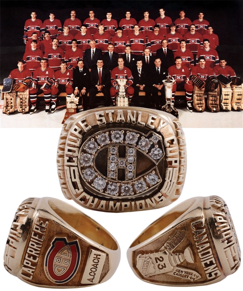 Jacques Laperrieres 1985-86 Montreal Canadiens Stanley Cup Championship 10K Gold and Diamond Ring with His Signed LOA