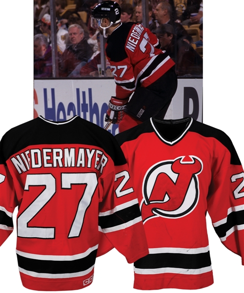 Scott Niedermayers 1996-97 New Jersey Devils Game-Worn Jersey with Team LOA - Photo-Matched!