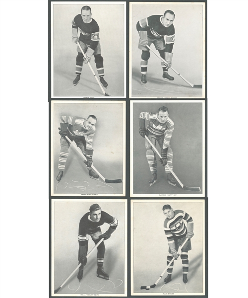 1933-34 World Wide Gum Ice Kings V357 Hockey Premium Photo Complete Set of 6 Plus 2 Extras