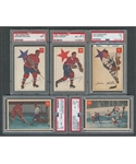 1954-55 Parkhurst Hockey Complete 100-Card Set and Album with PSA-Graded Cards (10) Including Stars