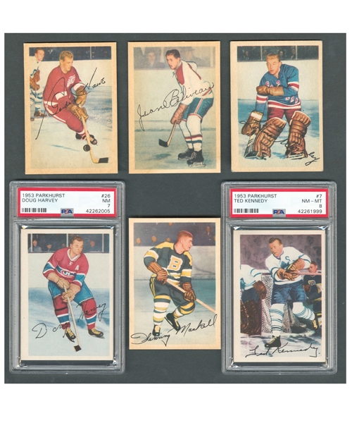 1953-54 Parkhurst Hockey Complete 100-Card Set Including 13 PSA-Graded Cards and Album