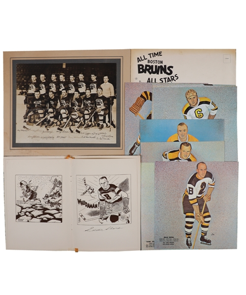 Boston Bruins Vintage Memorabilia Collection Including 1929-30, 1934-35 and 1937-38 Team Photos/Pictures, 1950s Picture Sets (2), 1933 Eddie Shore Signed Dinner Program and Much More!