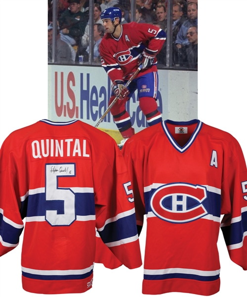 Stephane Quintals 1997-98 Montreal Canadiens Signed Game-Worn Alternate Captains Jersey from Ray Bourques Collection with His Signed LOA