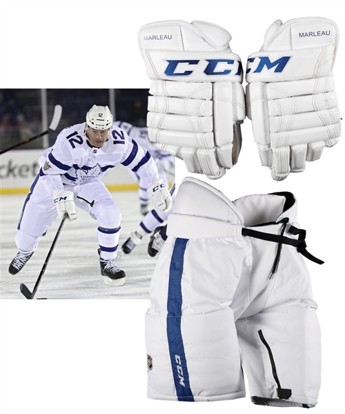 Patrick Marleaus 2017-18 Stadium Series Toronto Maple Leafs CCM Game-Used Gloves and Photo-Matched CCM Game-Worn Pants with Team LOAs