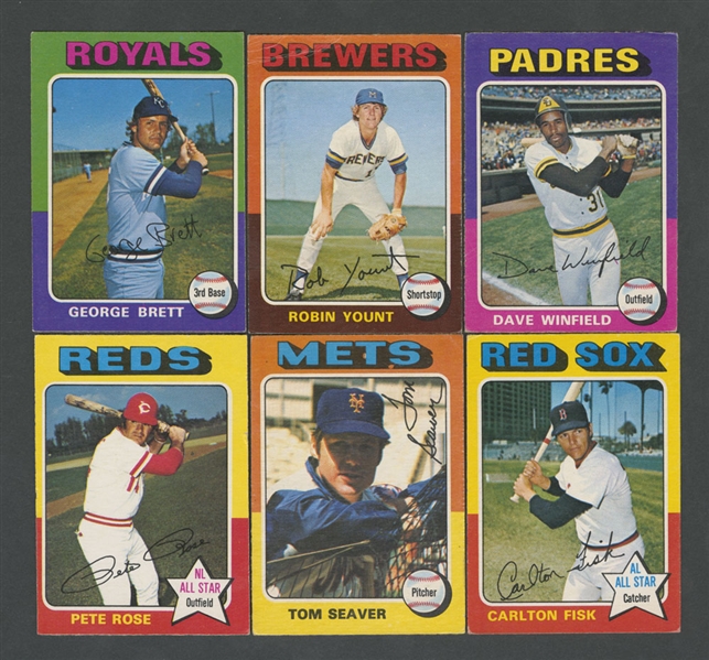 1975 O-Pee-Chee Baseball Starter Set (328/660) Including #228 George Brett RC, #223 Robin Yount RC and Other Stars