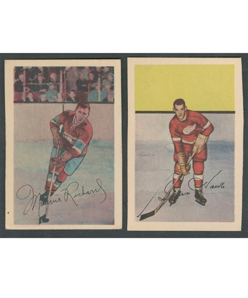 1952-53 Parkhurst Hockey Card #1 HOFer Maurice Richard and Card #88 HOFer Gordie Howe