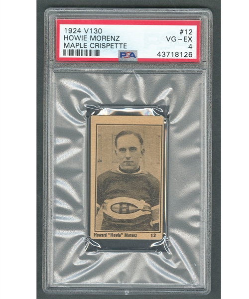 1924-25 Maple Crispette V130 Hockey Card #12 HOFer Howie Morenz - Graded PSA 4 