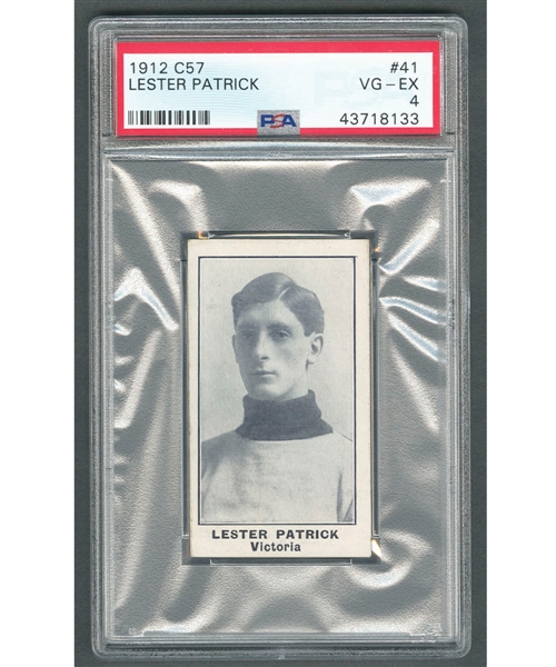 1912-13 Imperial Tobacco C57 Hockey Card #41 HOFer Lester Patrick - Graded PSA 4