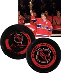 March 11th 1996 Last NHL Game Puck Used at the Montreal Forum from Guy Carbonneaus Collection with His Signed LOA