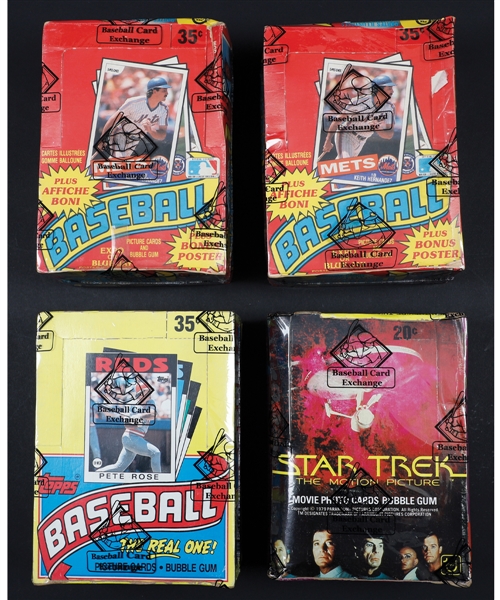 BBCE Certified Wax Box Collection of 7 Including 1985 O-Pee-Chee Baseball (2), 1986 Topps Baseball (2), 1979 Topps Star Trek and 1989-90 Topps Hockey (2) 