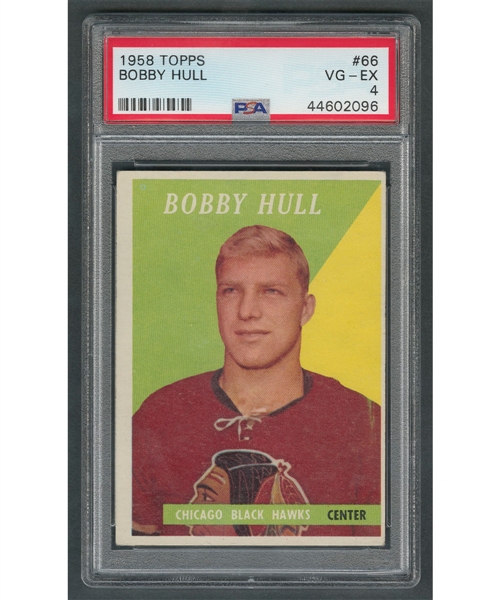 1958-59 Topps Hockey Card #66 HOFer Bobby Hull RC - Graded PSA 4