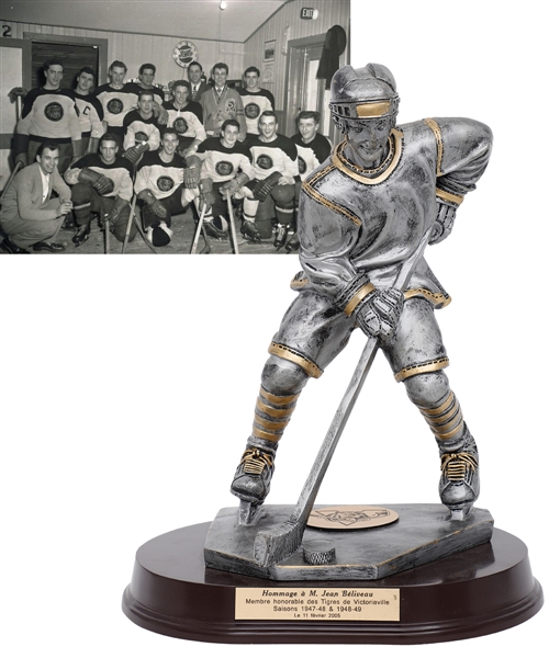 Jean Beliveaus QJHL Victoriaville Tigers Hockey Team Tribute Trophy from His Personal Collection with Family LOA (13")