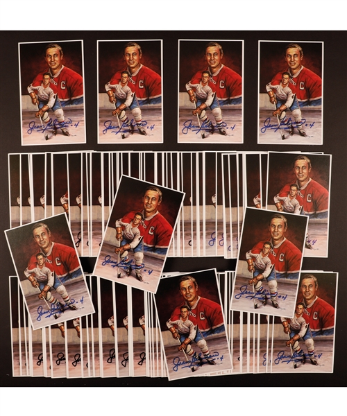 Jean Beliveaus Signed 1994 Legends of Hockey Montreal Canadiens Postcards (170) from His Personal Collection with Family LOA