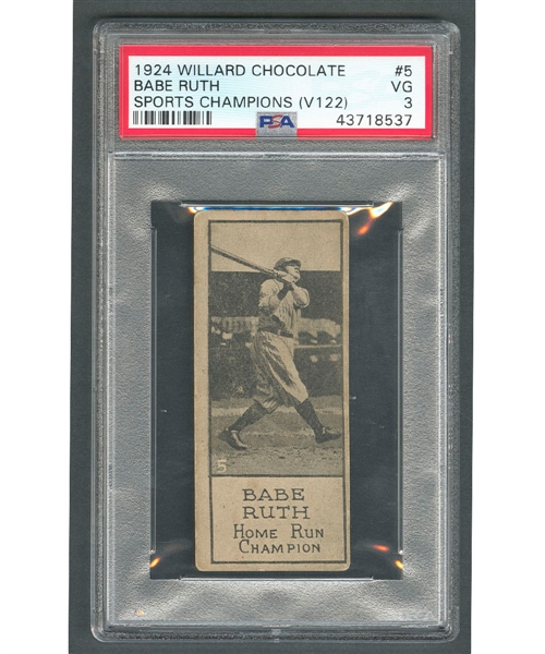 1924 Willard Chocolate V122 "Sports Champions" Card #5 HOFer Babe Ruth - Graded PSA 3
