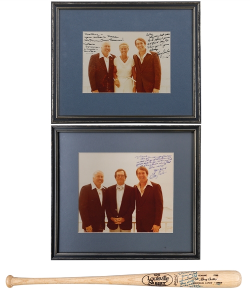 Gary Carters Signed 1983 Montreal Expos Louisville Slugger P89 Game-Issued Bat and Framed Photos (2) from the Collection of Senator Normand Grimard