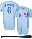 Senator Normand Grimards Early-1970s Montreal Expos #6 Presentational Flannel Jersey and Louisville Bat Plus Ron Fairly Signed Programs, Photos and Ball