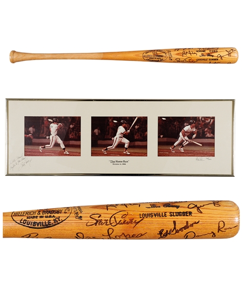 Steve Garveys 1977 Los Angeles Dodgers Multi-Signed Game-Used Bat and Signed Photos (5) Including "The Home Run" from the Collection of Senator Normand Grimard