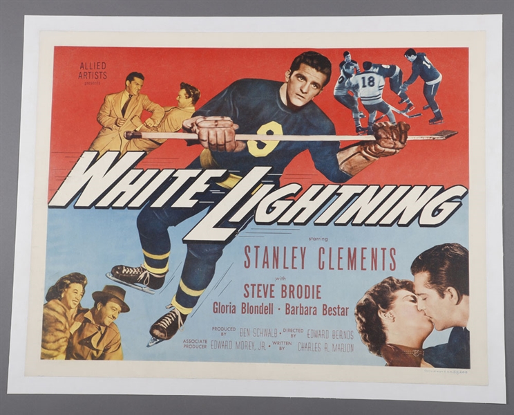 "White Lightning" 1953 Hockey Movie Poster (24” x 30 ½”)