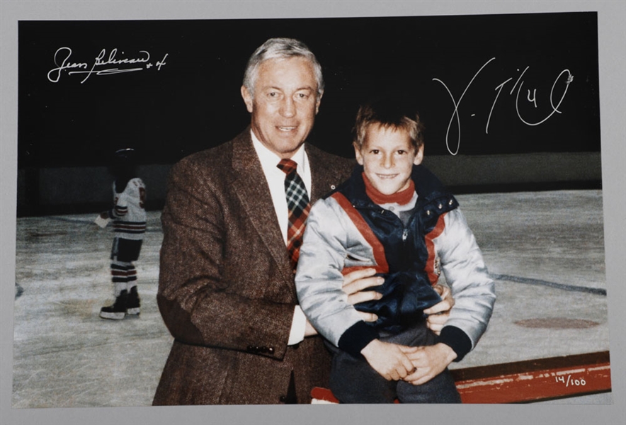 Jean Beliveau and Vincent Lecavalier Dual-Signed Limited-Edition Photo #14/100 with LOA (10" x 15")